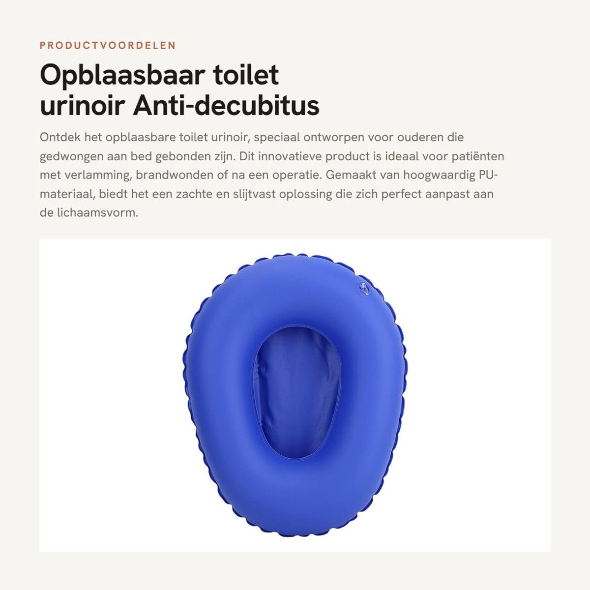 Dailygoods- Opblaasbare Toilet Ergonomisch - Anti-decubitus - PU Materiaal - Voor Ziekenhuisbed - Inclusief Luchtpomp - Zacht en Slijtvast - Bedpan