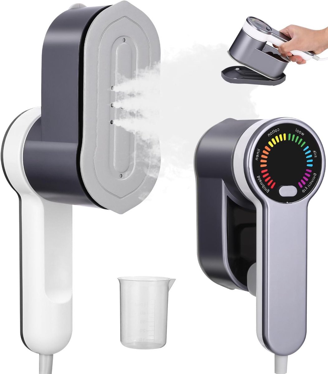 Kledingstomer - Handstomer Strijkijzer - Kreukels Verwijderen - Snel Opwarmend - 120 ml Reservoir - Grijs