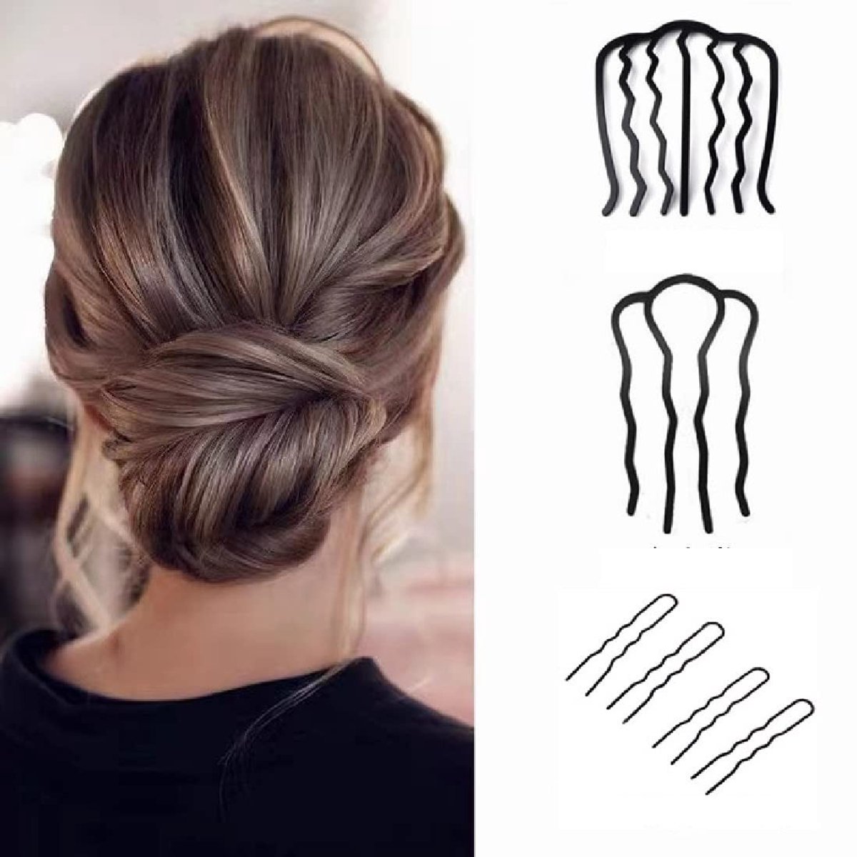Dailygoods- Haarkam 6 Stuks - Metalen Haarkam - Insteekkam - Zijkam - Haarsieraad - Geschikt voor Vrouwen en Meisjes