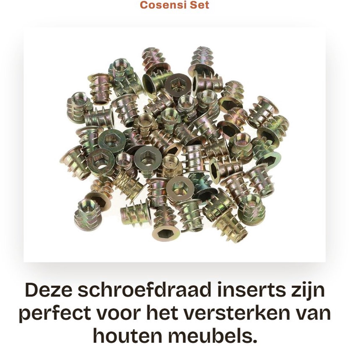 Dailygoods- Schroefdraad Inserts 50 Stuks - Zinklegering - Hex Drive - Houten Meubels - Sterke Permanente Draad - Anti-Roest - Schroef