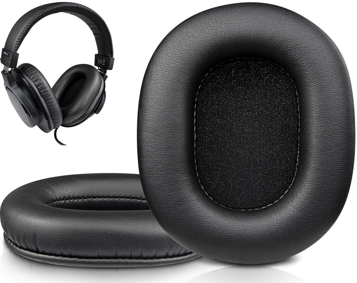 Dailygoods - SOULWIT Oorkussens Vervanging voor M-Audio HDH40 Hoofdtelefoon, Earpads Cushions met Zacht Eiwitleer en Hoge-Dichtheid Schuim - Zwart
