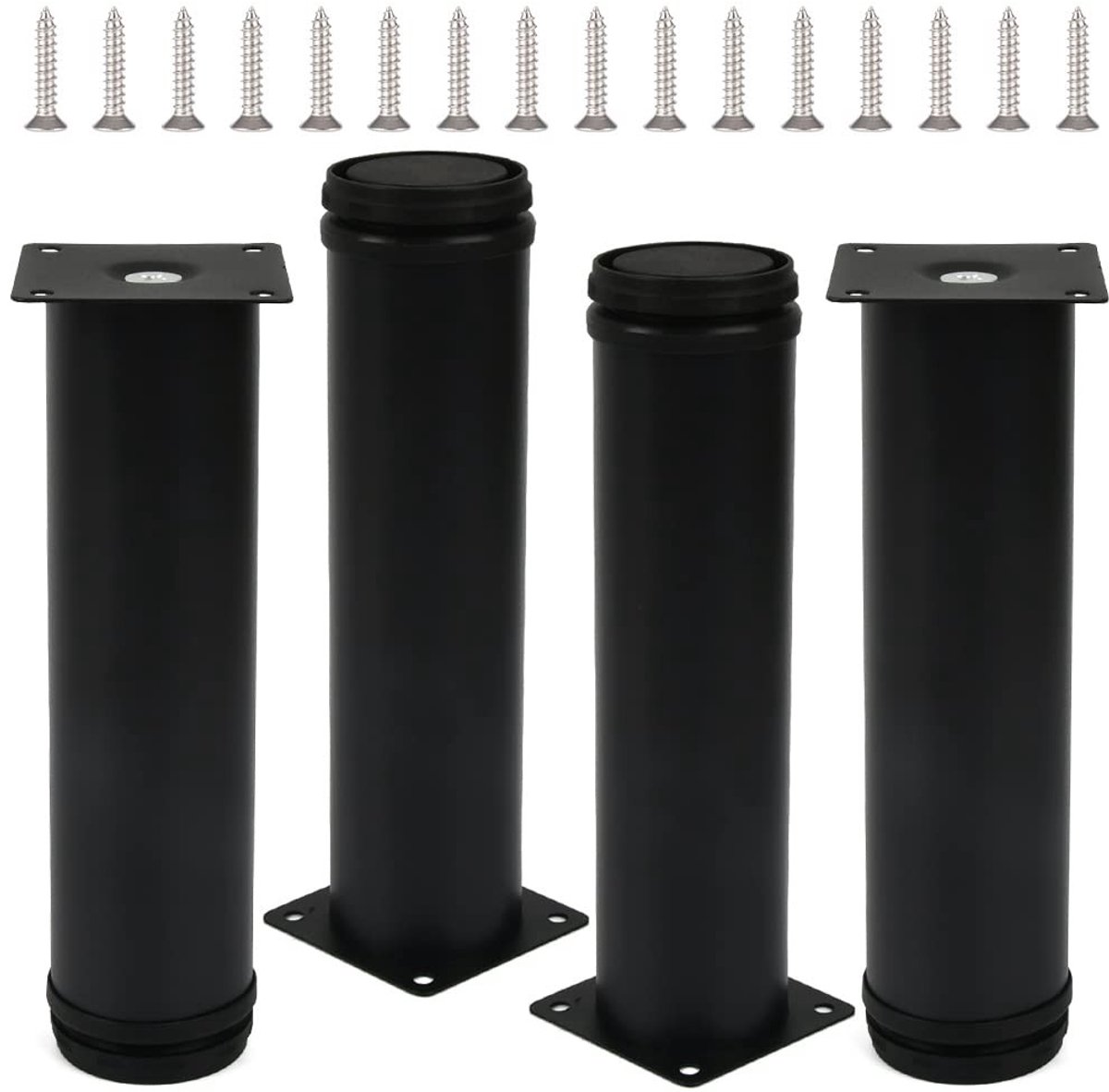 Dailygoods - Meubelpoten 20 cm - 4 Stuks Zwart Roestvrij Staal