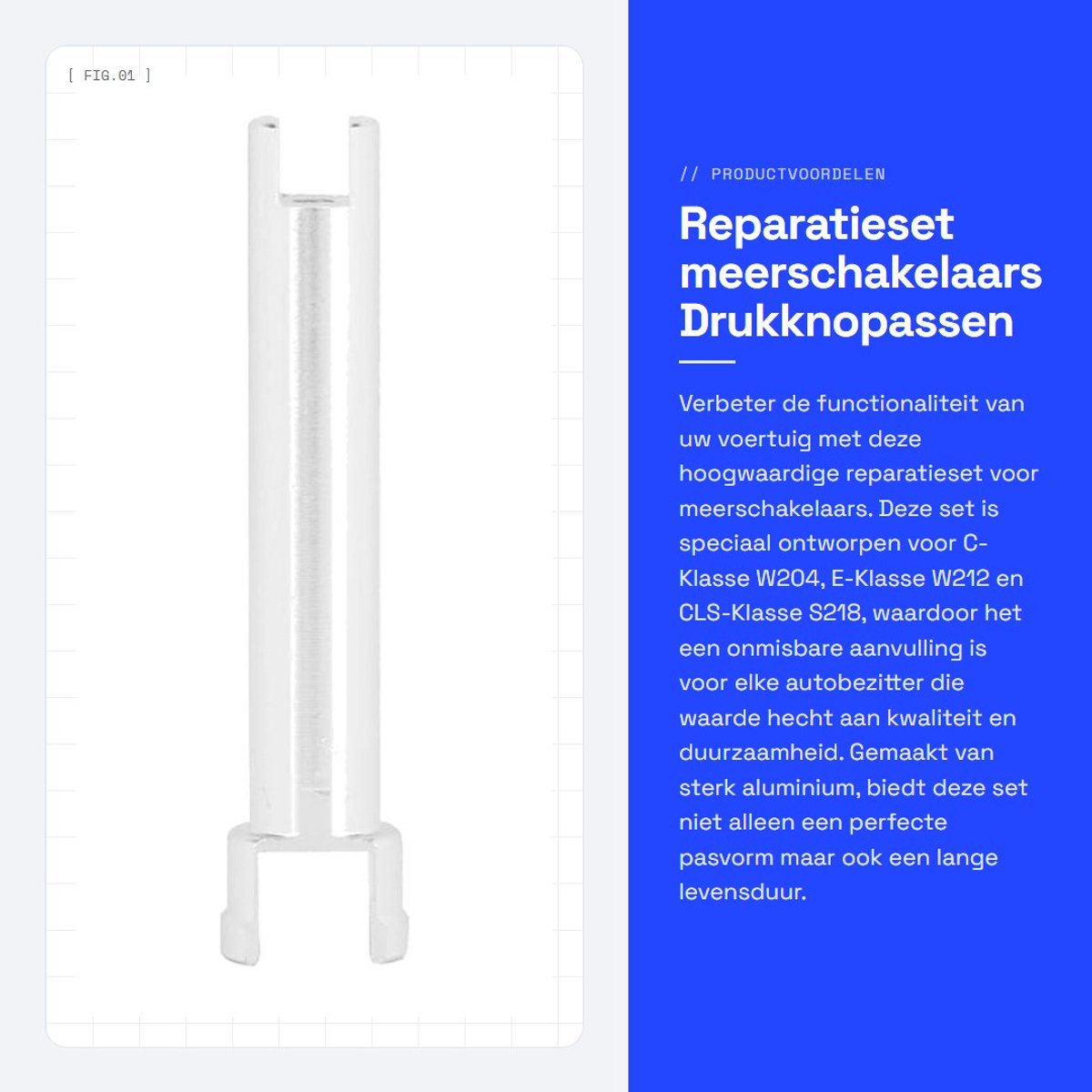 Dailygoods- Reparatieset Meerschakelaars - Geschikt voor C-Klasse W204 - E-Klasse W212 - CLS-Klasse S218 - GLK-Klasse X204 - Hoogwaardig Aluminium - Knop