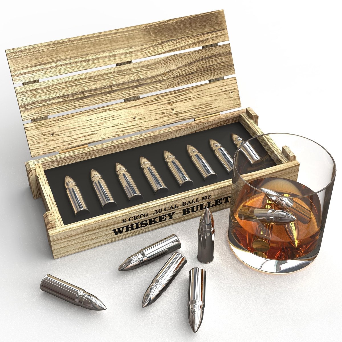 Dailygoods- Whiskystenen 8 Stuks - Herbruikbare IJsblokjes - Roestvrij Staal - Voor Mannen - Perfect Cadeau - Houdt Drankjes Koud - Whisky Ijsblokjes