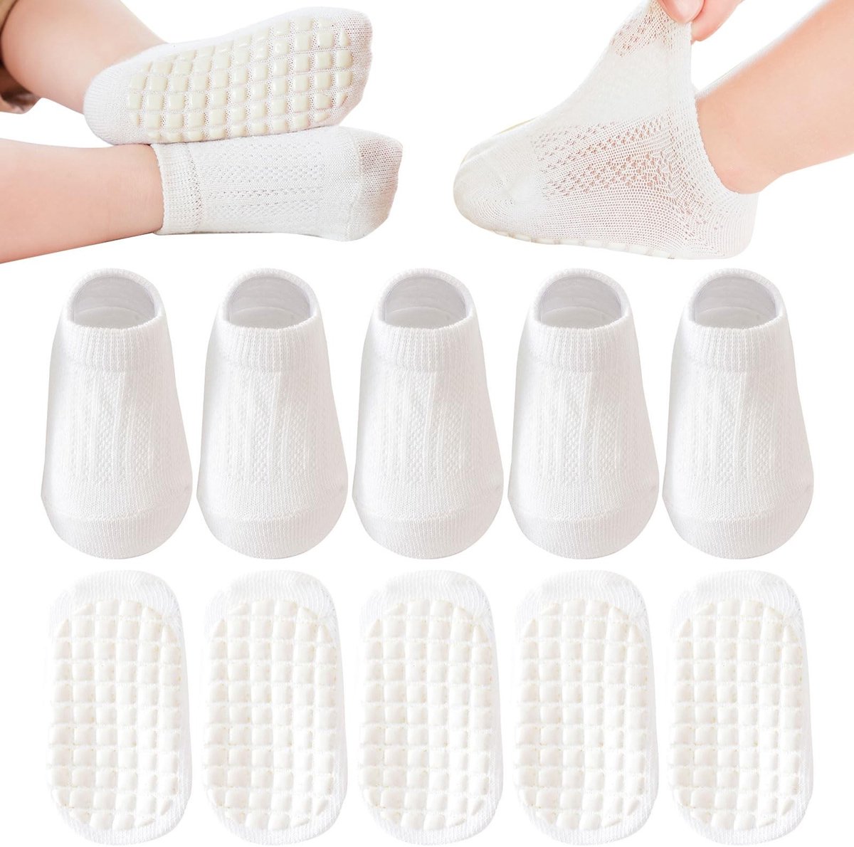 Dailygoods- Enkelsokken Ademend - Anti-slip - Katoen - 5 Paar - Lichtgewicht - Geschikt voor Baby's - Babysokken