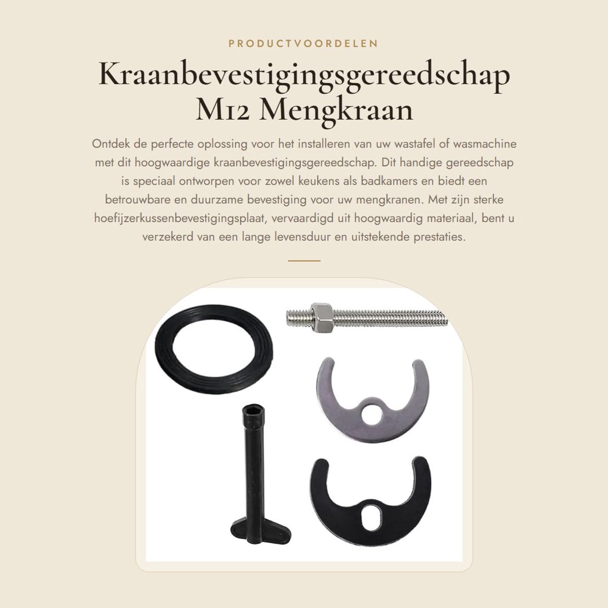 Dailygoods- Kraanbevestigingsset Duurzaam - Keukenbeugelmontageset - Dubbelgat Bevestigingsset - Antislip Afdichting - Roestvrij Stalen Draadmoeren - Koper Moer - Kraanmontageset