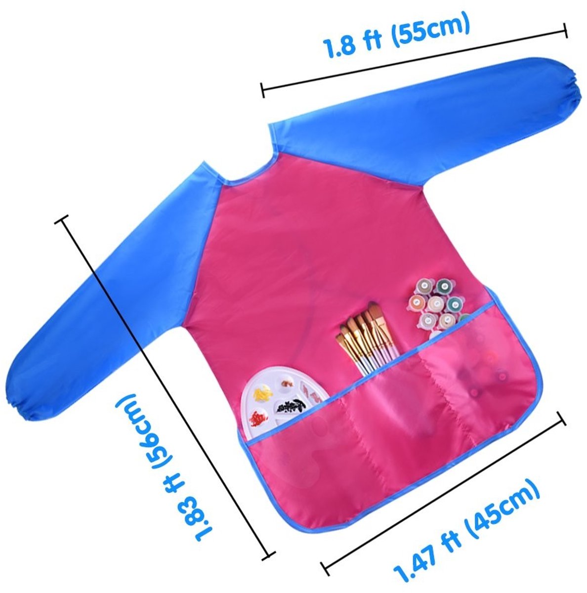 Dailygoods- Kunstjas Waterdicht - Kunstschort - Schilderaccessoires - Kinderen - Eén Maat - 3 Ruime Zakken - Schilderjas