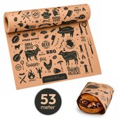 Cooking Life® Butcher Paper XXL met Voedselveilige Print - 53 meter - Professioneel 100% Natuurlijk Slagerspapier van Houtpulp - BBQ Accesoires - Barbecue - Houtvezels - Ongecoat Slagerspapier