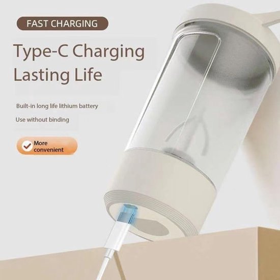 Elektrische mengbeker, transparant, veilig, snelle elektrische eiwitblender, inclusief Type-C oplader, veilige en snelle shakerbeker, een gezonde keuze voor je voeding - wit. — afbeelding 5