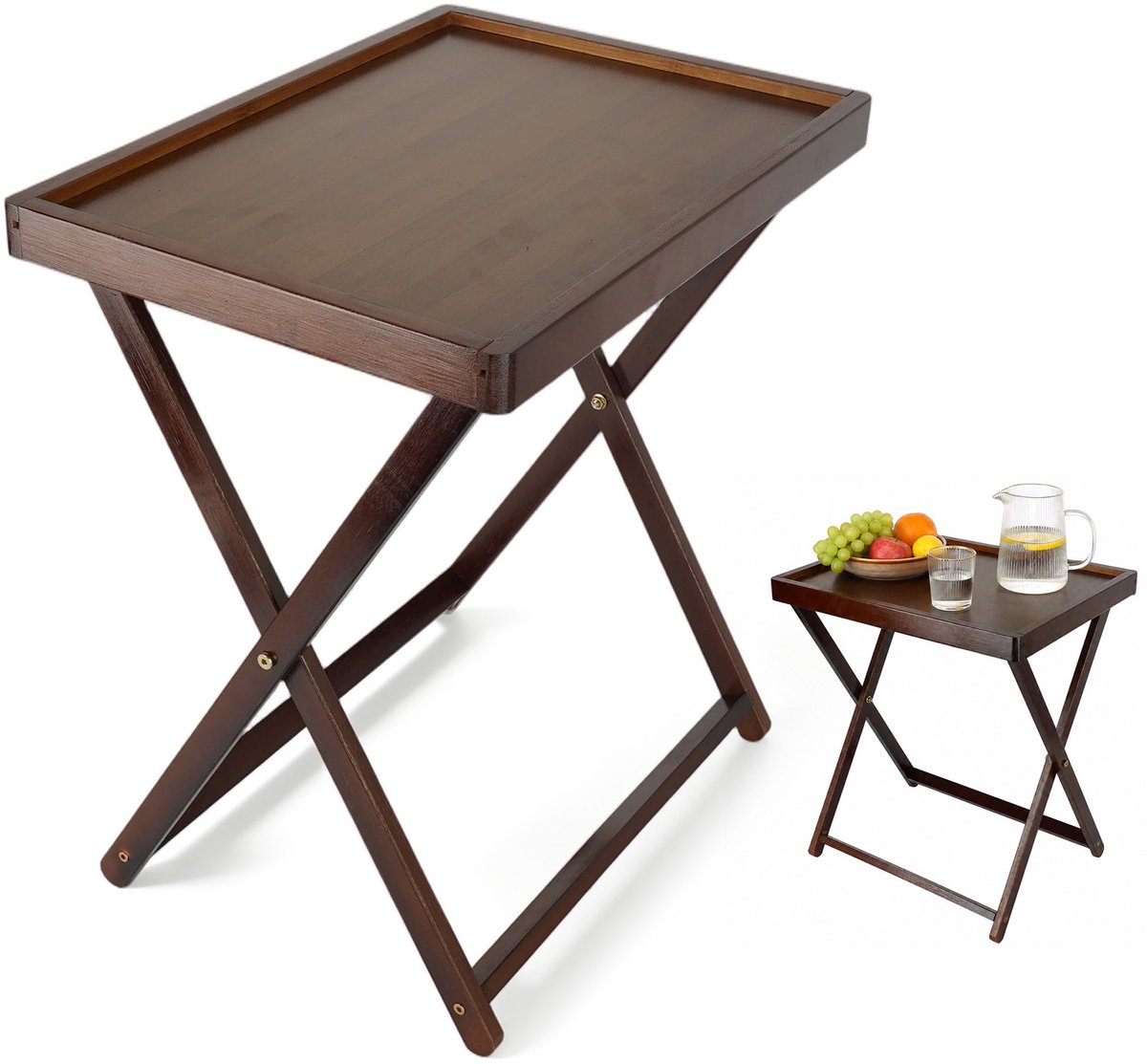 Opklapbare Bijzettafel - Houten Klaptafel - Thee Koffie Snacks Tafel - TV-Dienblad - Voor Tuin/Camping - Lichtgewicht En Gemakkelijk Te Verplaatsen