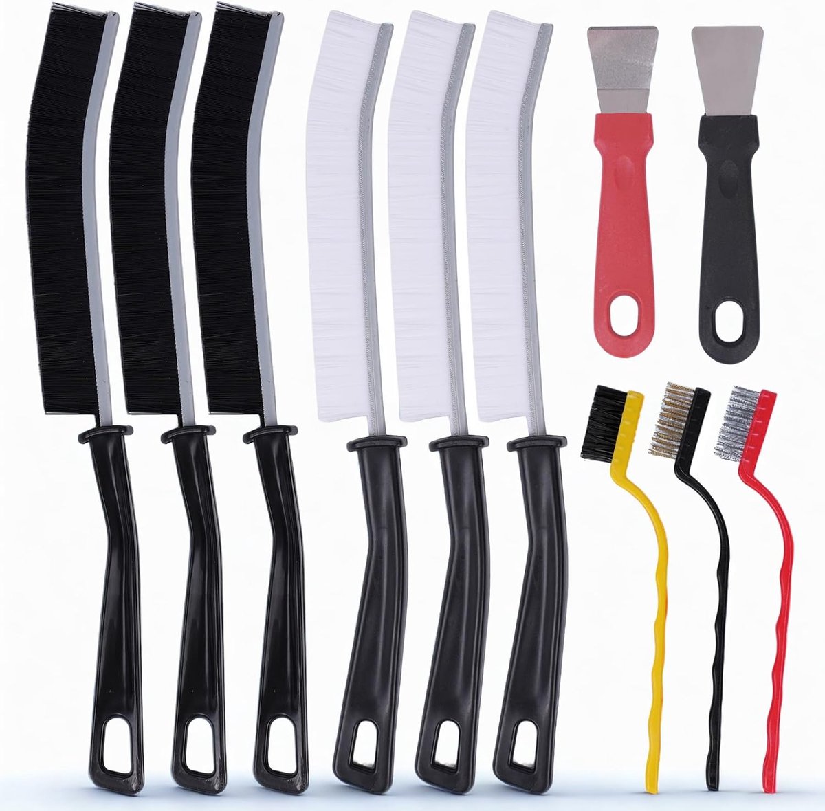 11 stuks reinigingsborstel voor spleten, Crevice Gap Cleaning Brush, multifunctionele reinigingsborstel voor keuken, badkamer, deuren en ramen