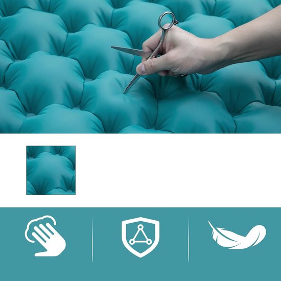Luchtmatras Met Ingebouwde Voetpomp Waterdicht En Lekbestendig - 200x130x10cm 2 Personen - 40D Nylon En TPU Snel Op Te Blazen in 3 Minuten - Voor Wandelen Backpacken En Kamperen - Grijs & Pauwblauw — afbeelding 3