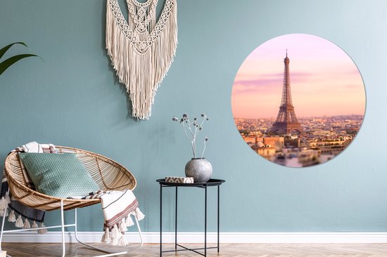 Paris aux couleurs pastel Cercle mural aluminium