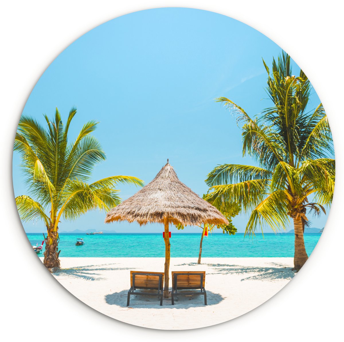 WallCircle® Wandcirkel 30x30 cm - Muurcirkel Strand - Parasol - Palmboom - Muurdecoratie w