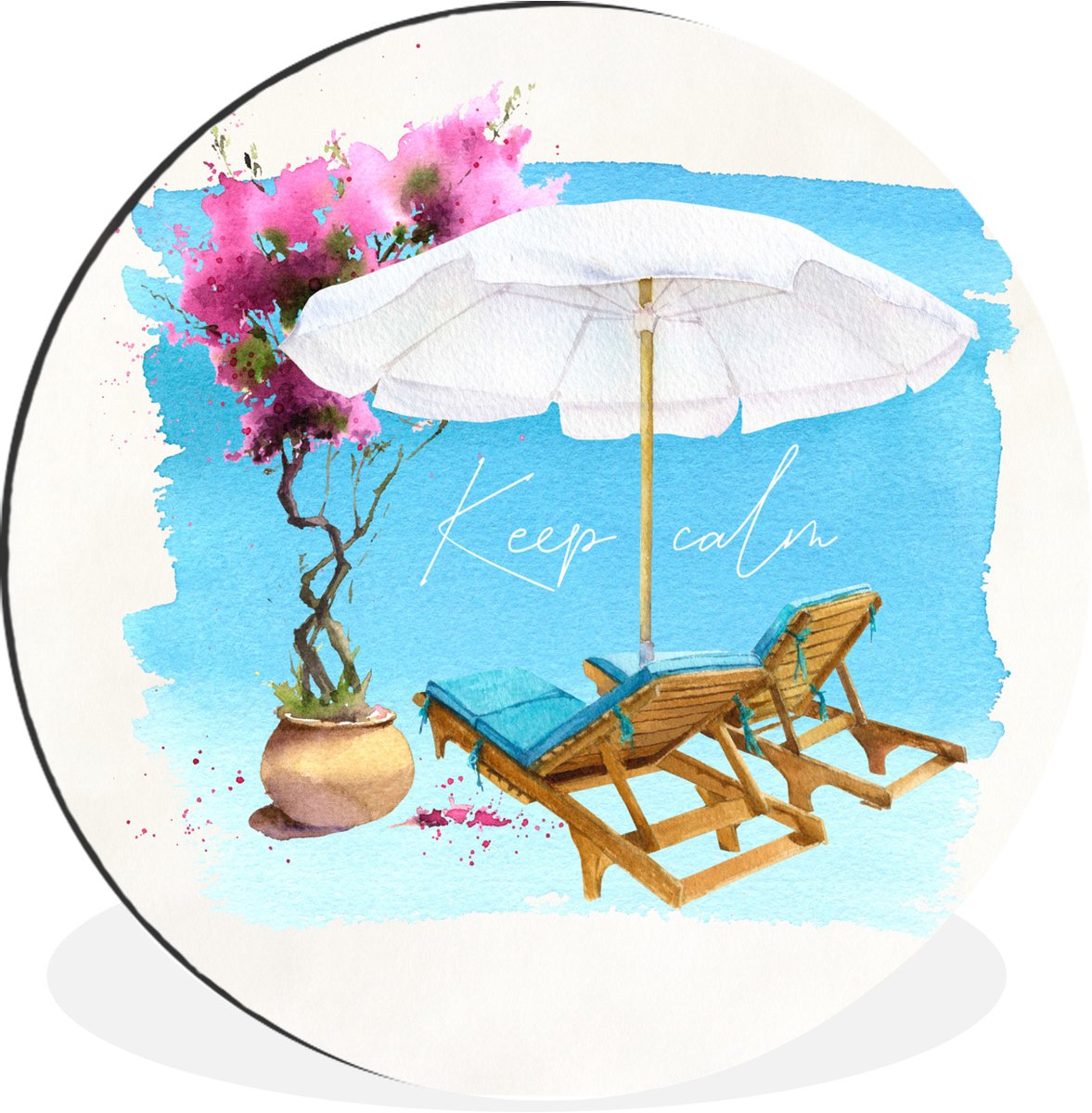 WallCircle - Wandcirkel - Muurcirkel - Strandstoel - Parasol - Bloemen - Tekening - Alumin