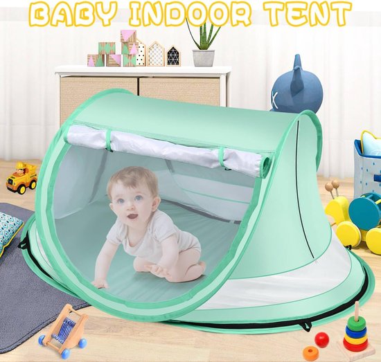 Baby strandtent - pop-up - UPF 50+ - muggennet - draagbare reistent - binnen en buiten - UV-bescherming - 110*70*50cm — afbeelding 5