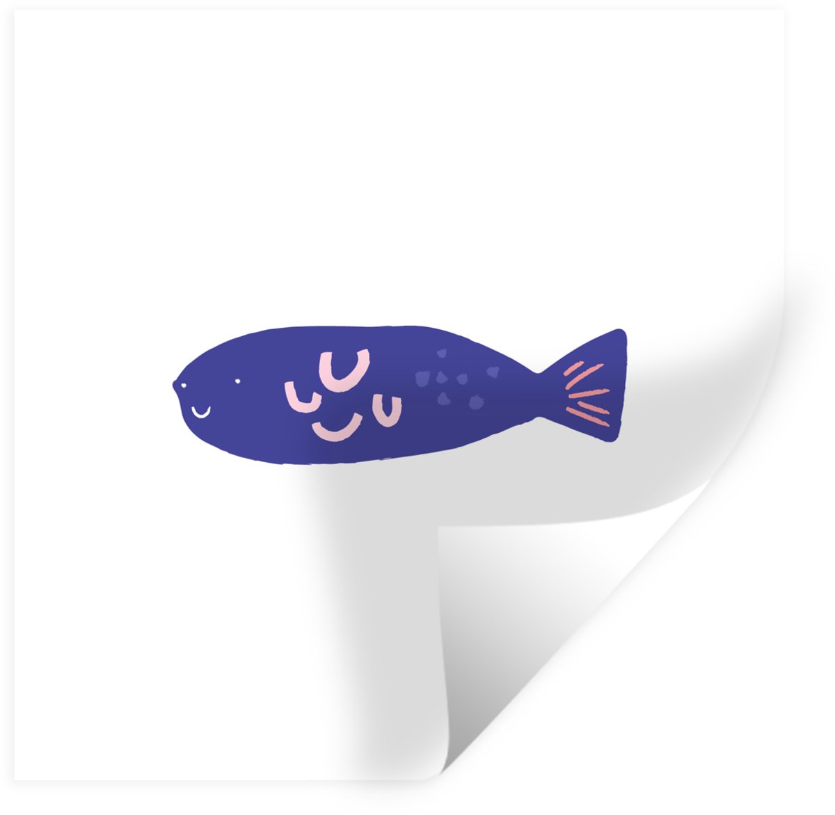 Muurstickers - Sticker Folie - Vis - Pastel - Paars - 120x120 cm - Plakfolie - Muursticker