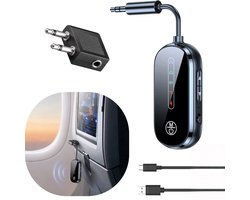 Bluetooth 5.4 Transmitter en Ontvanger - Bluetooth Adapter - Vliegtuig Adapter - Bluetooth Zender - 3,5mm AUX Splitter - Dual Connect voor 2 Apparaten Tegelijk - Geschikt voor Vliegtuig, TV, Auto, Laptop en Tablet