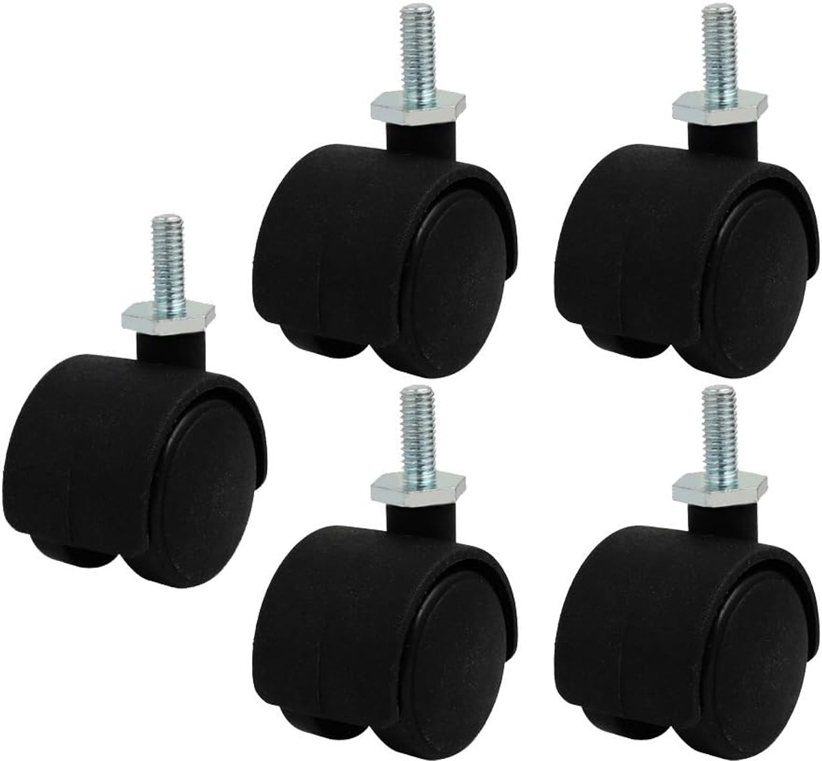 sourcing map 5 stuks 1.2-inch nylon wiel M6 meubelwiel zonder rem transportwielen zwenkwielen DE de