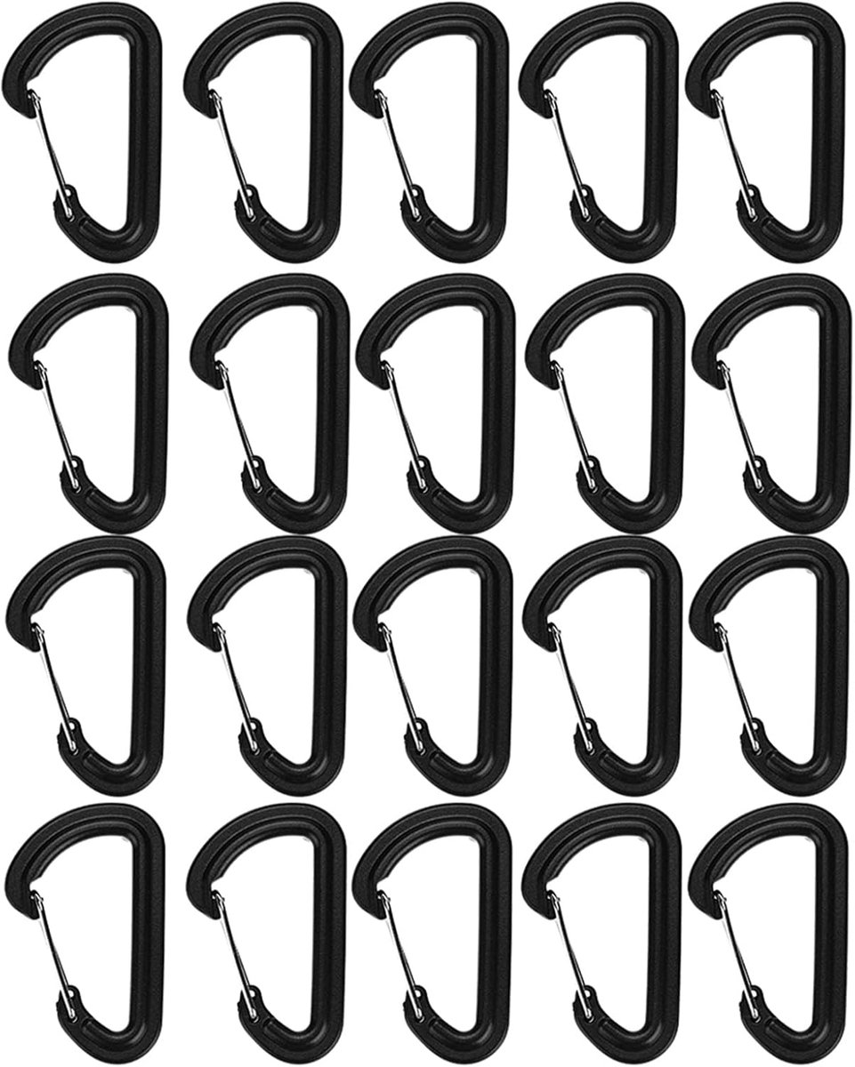 20 stks karabijnhaak, Furado aluminium karabijnhaken sleutelhanger D-ring karabijnhaken voor thuis caravan camping vissen