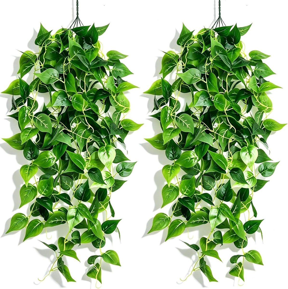 Kunsthangplanten, 2 stuks - hangplant simulatie klimop groene dille hangende slinger voor bruiloft, binnen, slaapkamer en wanddecoratie