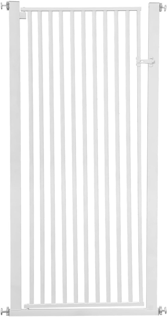 Dailygoods- Deurbeschermingshek 150 cm hoog - Traphek zonder boren - Veiligheidsrooster voor huisdieren - Robuuste metalen constructie - Zelfsluitend - Veilig vergrendelingsmechanisme