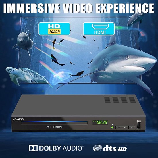 Full HD Blu-Ray Speler - DVD CD Speler - Home Cinema Ervaring - Ondersteunt Dolby Vision — afbeelding 2