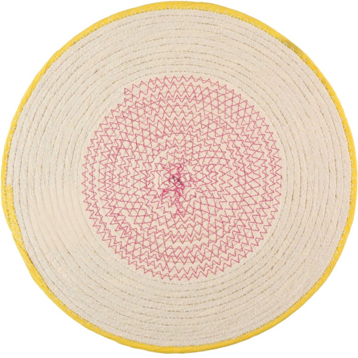 Alpina ronde placemat 38 cm - gevlochten placemat - papiergaren - tafelonderlegger - beige/geel