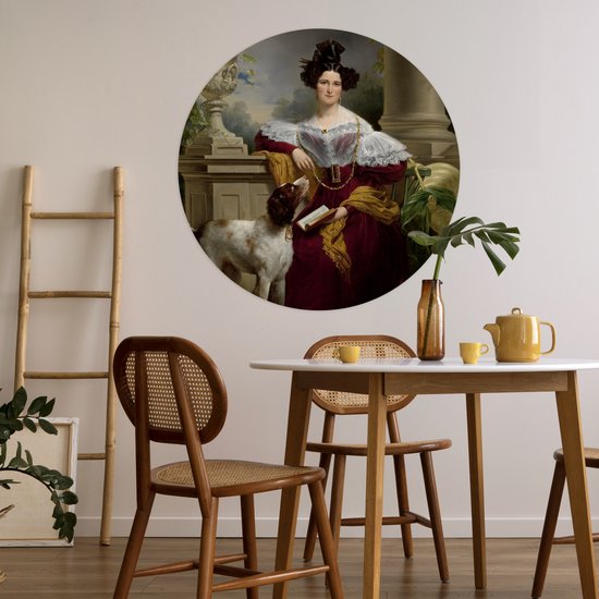 Portrait d'Alida Christina Assink - Peinture de Jan Adam Kruseman Sticker mural cercle papier peint 100x100 cm / cercle papier peint / cercle mural / cercle vivant - autocollant & découpe ronde