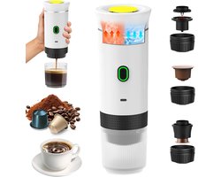 Draagbare koffiezetapparaat | 3-in-1 espressomachine voor capsules en gemalen koffie, elektrische espressomachine, snelle verwarming voor kantoor, reizen, camping, thuis | wit