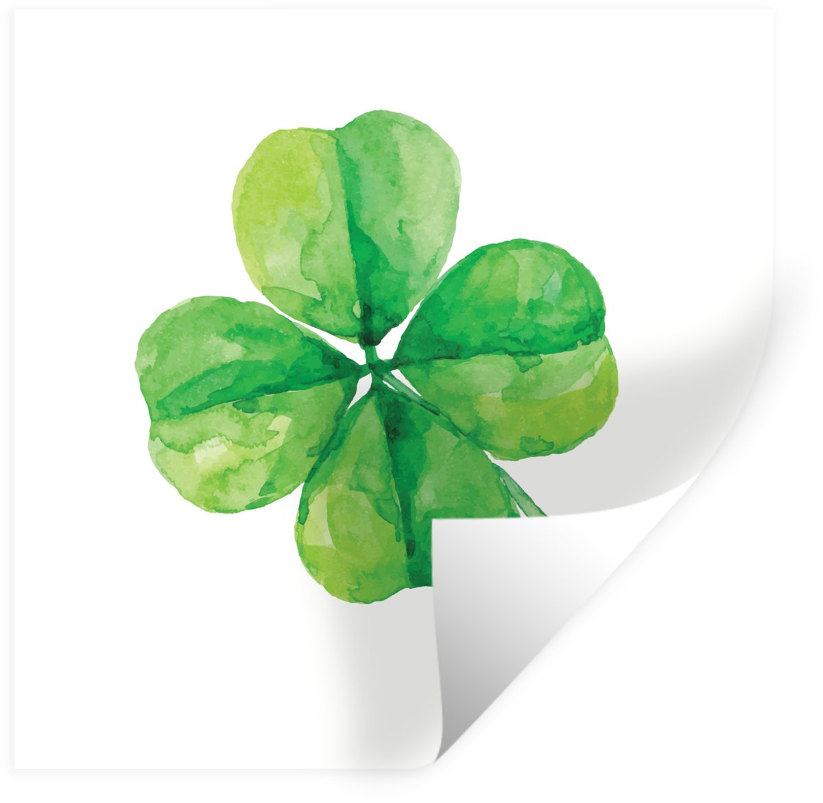 Muurstickers - Sticker Folie - Klavertje Vier - Waterverf - Plant - 50x50 cm - Plakfolie -