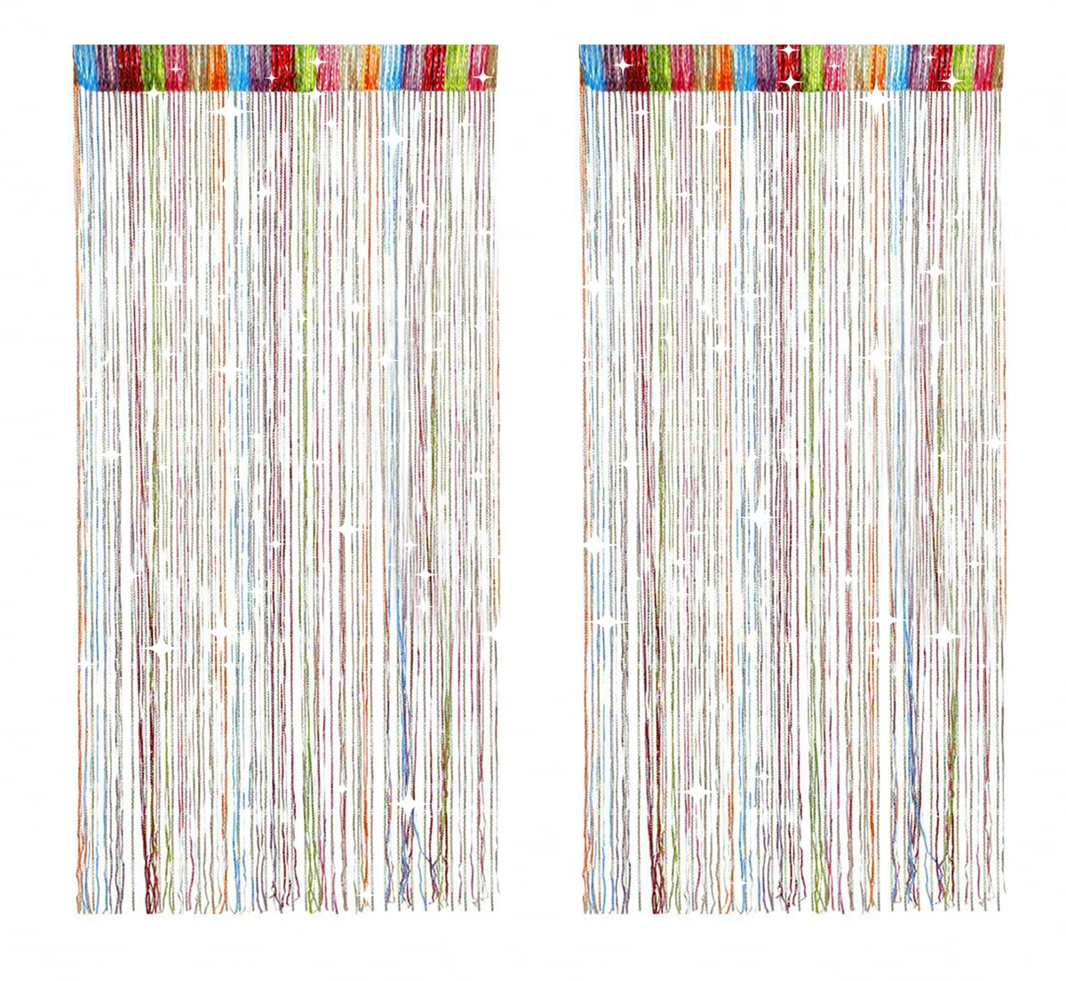2 stuks meerkleurige draadgordijnen, 200 x 100 cm, insectenbescherming, deurgordijn, kleurrijk, decoratief vliegengordijn, ruimteverdeler, vliegenbescherming, draadgordijn, balkondeur, voor