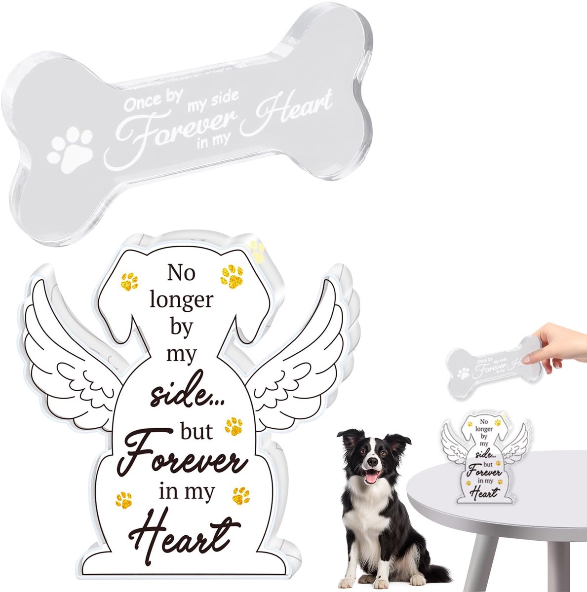 2 Stuks Herdenking Hond Kat Ornamenten – Pet Memorial Crystal Acrylic Decor voor Hondenliefhebbers