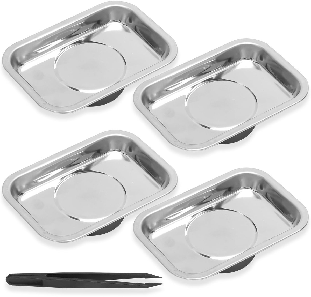 Schaal, gereedschapshouder, 4-delig, 93 mm, roestvrijstalen magneetschalen, vasthouden van schroeven, boren en spijkers, krachtige magneet, verdikte magnetische schaal