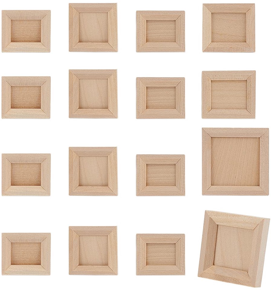 Fotolijstenset, kleine houten fotolijst, mini houten fotolijstset voor miniatuurdisplays, mini-houten frame, accessoires voor minihuisdecoratie, knutseldisplays, 6