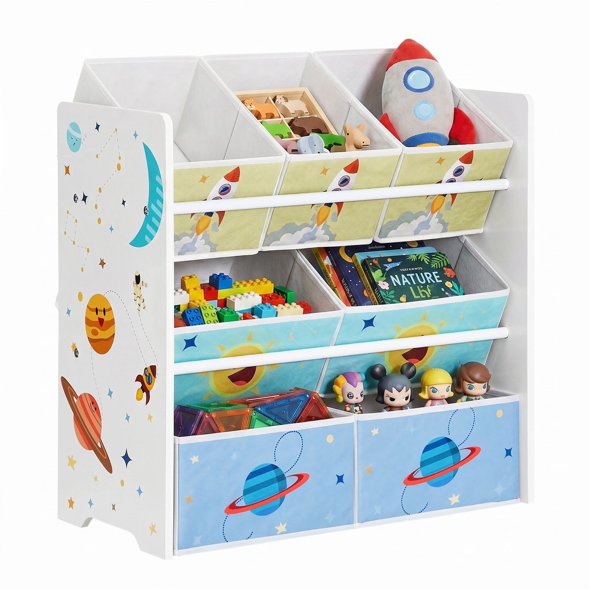 SONGMICS - Boekenkast - Stellingkast - 7 Opbergvakken van Vliesstof - Kinderkamer - Ruimte