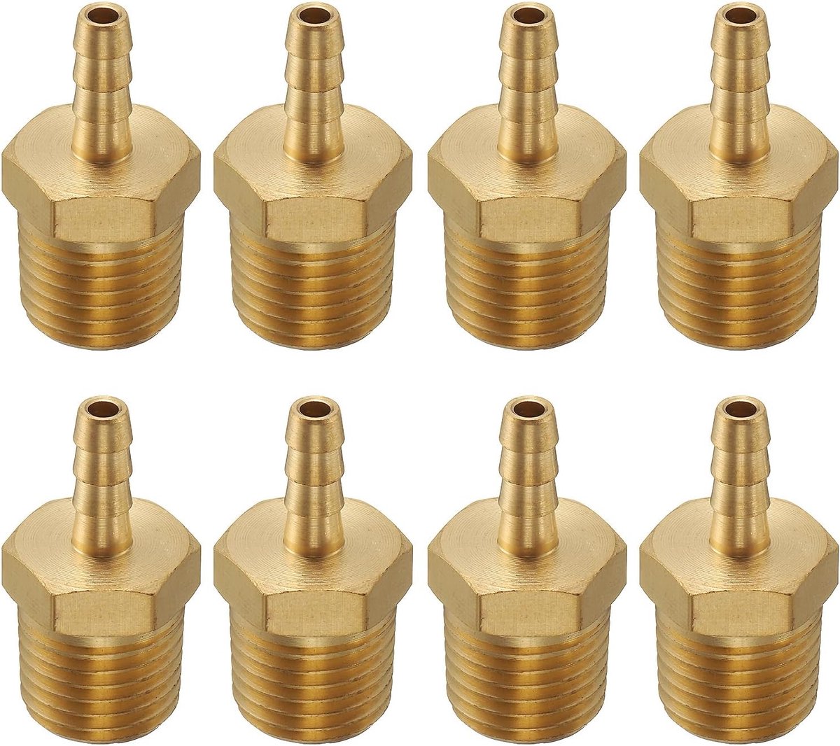 8 stuks messing slangaansluiting slangtule 1/4 inch NPT mannelijk naar 1/8 inch slang ID voor huisbrouwerij buisaansluiting directe schroefdraad torenconnector duurzame constructie