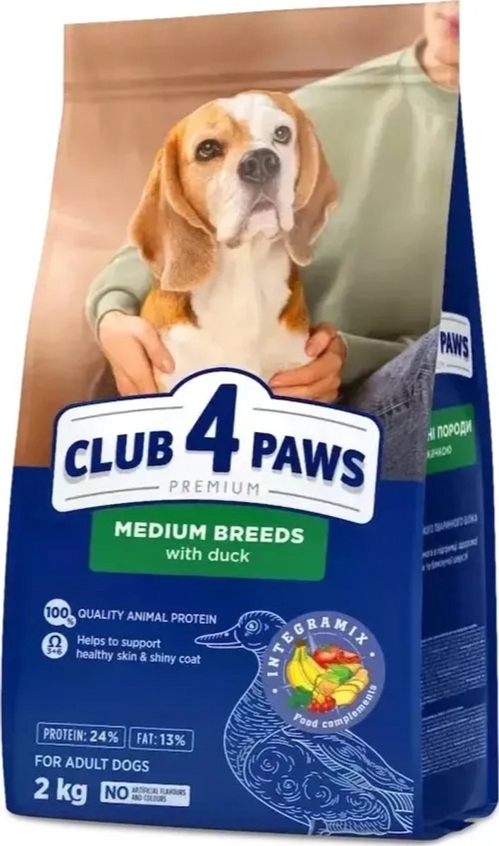 Club 4 Paws Club 4 Paws premium droogvoer met eend medium breeds 2 kg