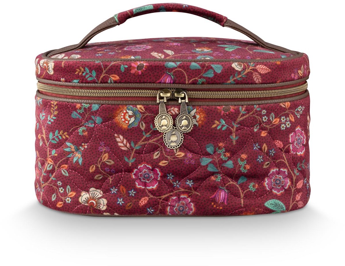 Pip Studio - Beautycase - Cleo Flora Bangalore - Donkerroze - 26x16x16cm