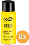 Gele Got2b Glued haarlak spray met zwarte dop, 6x.