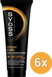 Zwarte tube met gouden krul en 'Syoss Intense Curl Deep Conditioner 9% Panthenol-Moisture-Complex'. Verpakking bevat 6 stuks.