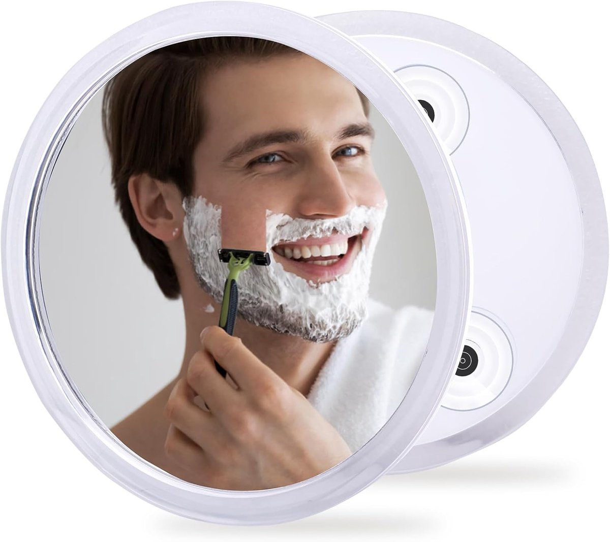 douchespiegel voor scheren en make-up met 3 afneembare krachtige zuignappen, onbreekbare anticondensspiegel voor douche en badkamer, glasloze veiligheidsspiegel voor kinderen