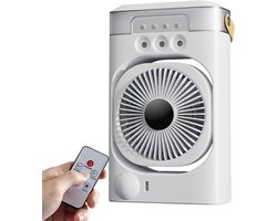 Mobiele Airco - 4-in-1 Luchtkoeler - Draagbare Aircooler met 600ml Reservoir en Afstandsbediening - 3 Snelheden - Timer - Voor Thuis en Kantoor - Wit