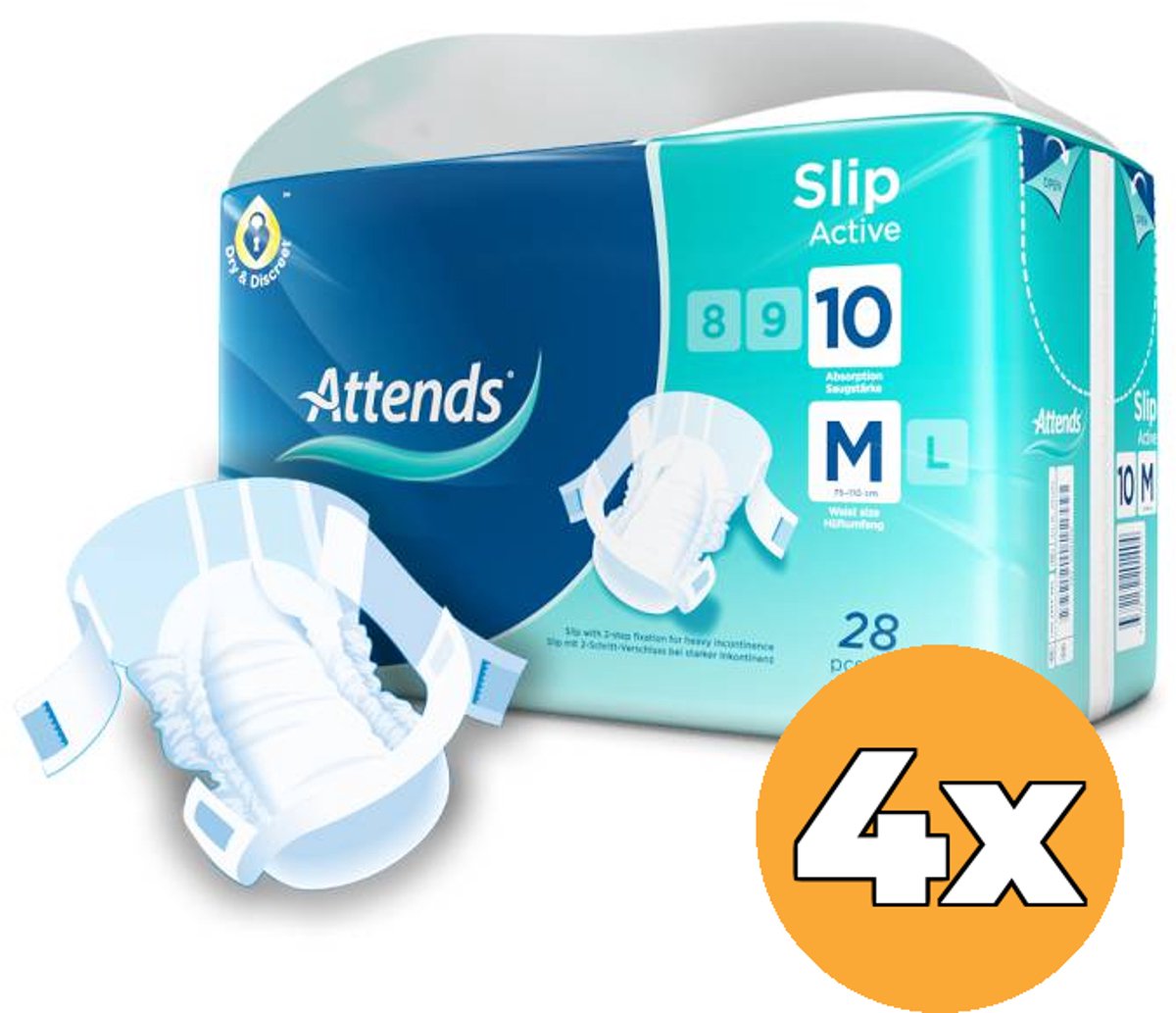 4x Attends Slip active 10 maat M (28 stuks)