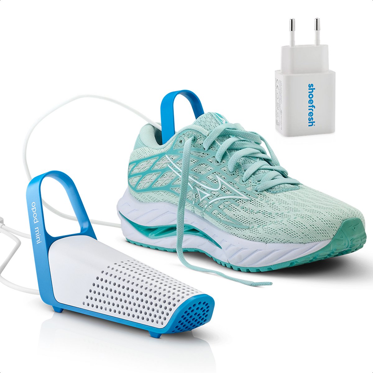 Shoefresh Opod Mini - Slimme Schoenendroger & Schoenverfrisser - Incl. adapter - Geurvreters voor schoenen – Schoendroger - Wit