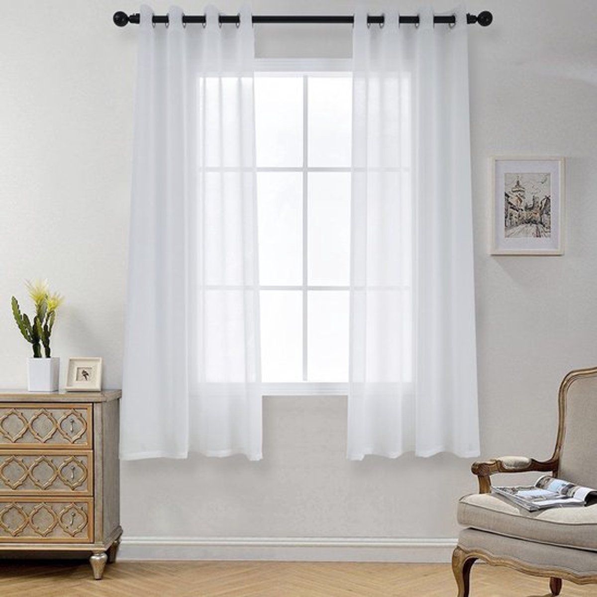 Dailygoody - Transparante Decoratieve Sjaals - Voile Gordijnen - Set