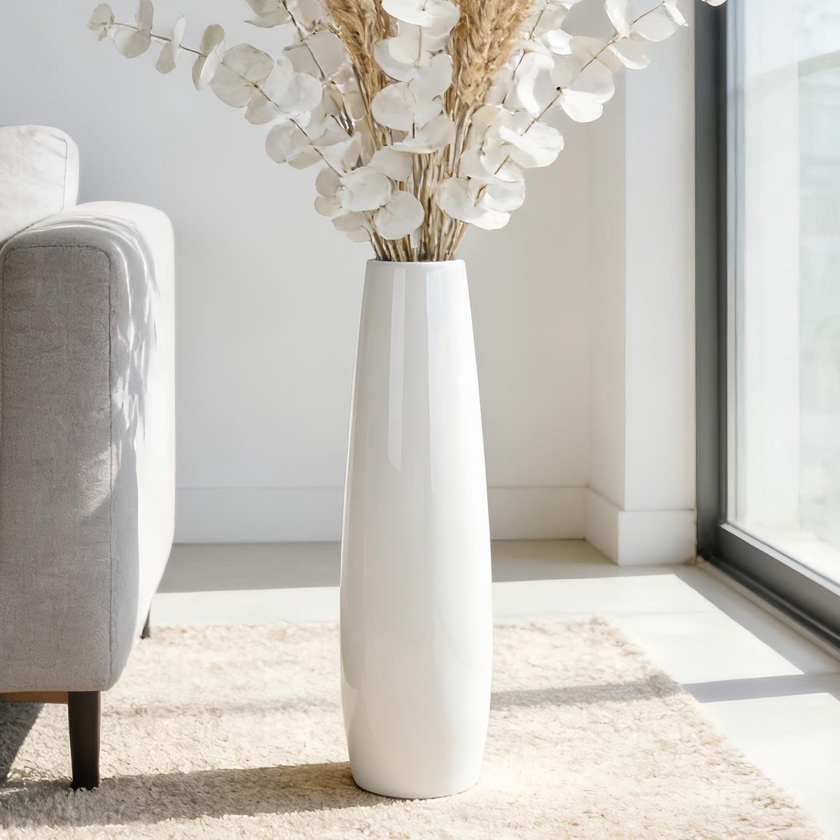 Vaas Vloervaas 60 cm/24 inch hoog Vloer Bloemvaas Houder Decoratieve Grote Vazen voor Tafel Tafeldecoraties Regal Huisdecoratie Woonkamer Gedroogde Bloemen Arrangement