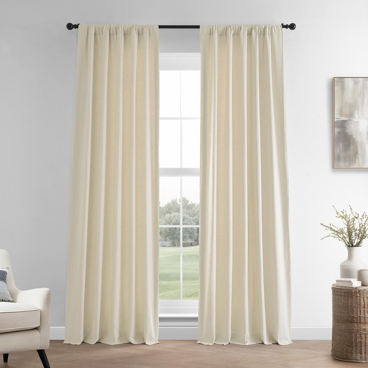 Gordijnen 213 cm lange kamer verduisterende gordijnen voor slaapkamer en woonkamer 127 x 213 cm, (1 paneel), oud ivoor