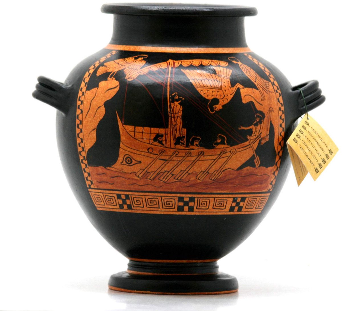& Sirens Stamnos Oude Griekse keramische vaas aardewerk kopie 480 BCE