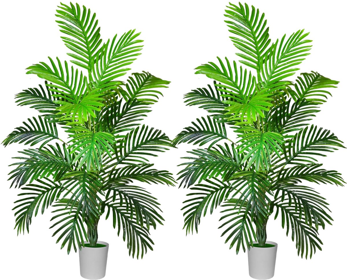 Kunstboom, 120 cm hoog met 24 takken. Tropische decoratie voor slaapkamer, badkamer, buitenruimte, kantoor, tuin, bruiloft en feest. (Kunst arecapalm, 120 cm)